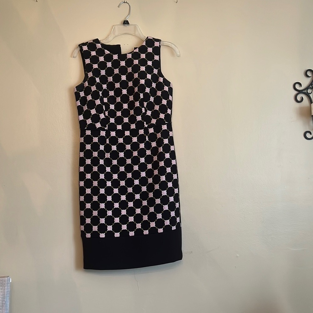 Size 4 petite Ann Taylor black and pink patterned dress
